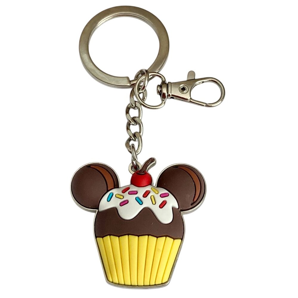 Disney Mickey Mouse Cupcake Snack Keychain Keyring Bag Purse Charm Zipper Pull